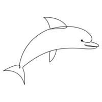 Simple dolphin continuous single line art drawing outline vector illustration