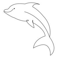 Simple dolphin continuous single line art drawing outline vector illustration