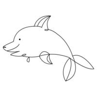 Simple dolphin continuous single line art drawing outline vector illustration