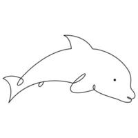 Simple dolphin continuous single line art drawing outline vector illustration