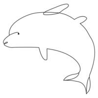 Simple dolphin continuous single line art drawing outline vector illustration