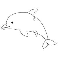 Simple dolphin continuous single line art drawing outline vector illustration