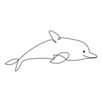 Simple dolphin continuous single line art drawing outline vector illustration