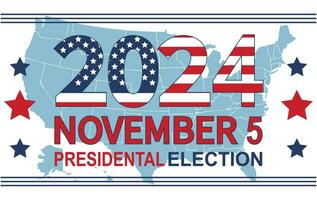 2024 presidencial elección día en EE.UU, noviembre 5, tarjeta diseño. votar para tu futuro vector