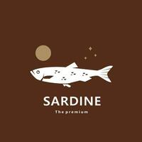 animal sardina natural logo vector icono silueta retro hipster