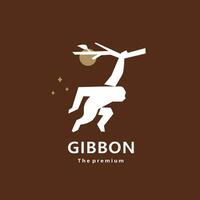 animal gibbon natural logo vector icon silhouette retro hipster