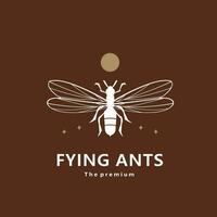 animal fying ants natural logo vector icon silhouette retro hipster