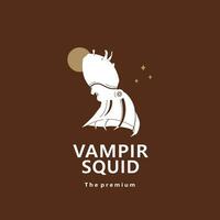 animal vampiro calamar natural logo vector icono silueta retro hipster
