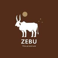 animal cebú natural logo vector icono silueta retro hipster