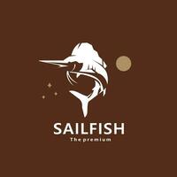 animal sailfish natural logo vector icon silhouette retro hipster