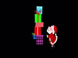 Papa Noel claus empujar Navidad compras carro con regalos video