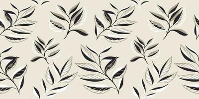Light tropical botanical seamless pattern. Creative abstract shape leaves branches background. Simple floral leaf printing. Vector hand drawn sketch. Design for fashion, fabric and textiles