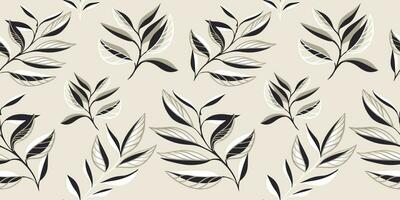 Light tropical botanical seamless pattern. Creative abstract shape leaves branches background. Simple floral leaf printing. Vector hand drawn sketch. Design for fashion, fabric and textiles