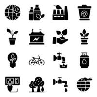 Pack of Save World and Eco Icon Vectors