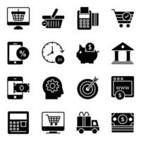 Business and Banking Glyph Icons Set vector
