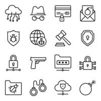 Pack of Computer Hacking and Cybercrime Icons vector