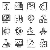 paquete de iconos de vector de línea de ciencia