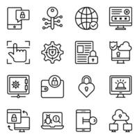 Best System Protection Line Icons Set vector