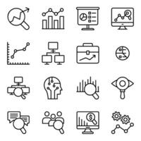 paquete de iconos de línea de análisis de datos vector