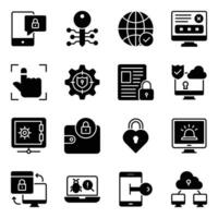 Best System Protection Glyph Icons Set vector
