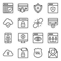 Pack of Cybersecurity Line Icons vector