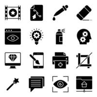 Pack of Content Design and Ui, Ux Glyph Icons vector