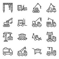 Construction Machinery Line Icon Set vector