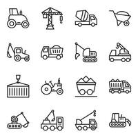 Construction Machinery Line Vector Icons