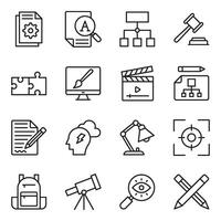 Pack of Content Production Line Icons vector