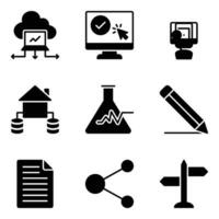 Pack of Business and Web Glyph Icons vector