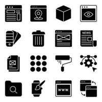 Pack of Web Design Glyph Icons vector