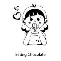 Trendy Eating Chocolate vector