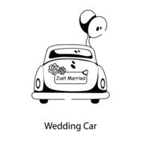 Trendy Wedding Car vector