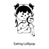 Trendy Eating Lollipop vector
