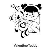 Trendy Valentine Teddy vector