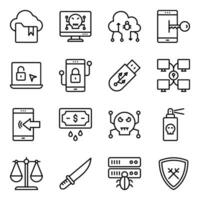 Pack of Hacking and Cybercrime Icons vector