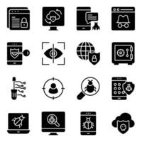 Cyber Robbery Glyph Icons Set vector