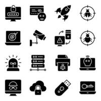 Pack of Computer Hacking Icons vector
