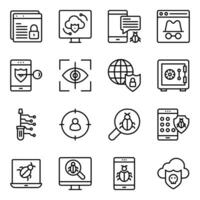 Cyber Robbery Line Icons Set vector