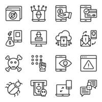 Cyber Crime Line Icons Set vector