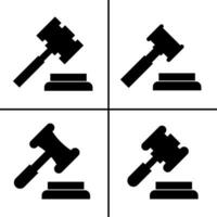 Vector black and white illustration of hammer judge icon for business. Stock vector design.