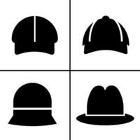 Vector black and white illustration of hat icon for business. Stock vector design.