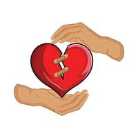 illustration of broken heart bandage vector