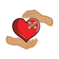 illustration of heart with hand vector