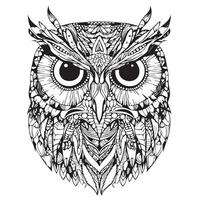 Owl bird mandala sketch hand drawn in doodle style Vector illustration