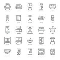 Furniture icon pack for your website design, logo, app, and user interface. Furniture icon outline design. Vector graphics illustration and editable stroke.