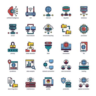 Big Data icon pack for your website design, logo, app, and user interface. Big Data icon filled color design. Vector graphics illustration and editable stroke.