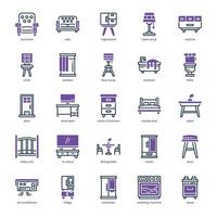 Furniture icon pack for your website design, logo, app, and user interface. Furniture icon dual tone design. Vector graphics illustration and editable stroke.