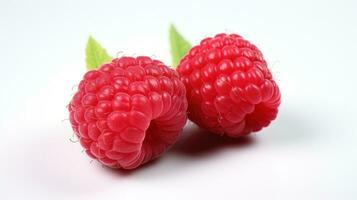 AI generated Raspberries on White Background. Fresh, Healthy, Healthy Life, Fruit, Berry photo