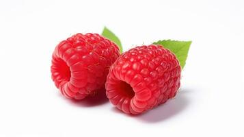 AI generated Raspberries on White Background. Fresh, Healthy, Healthy Life, Fruit, Berry photo